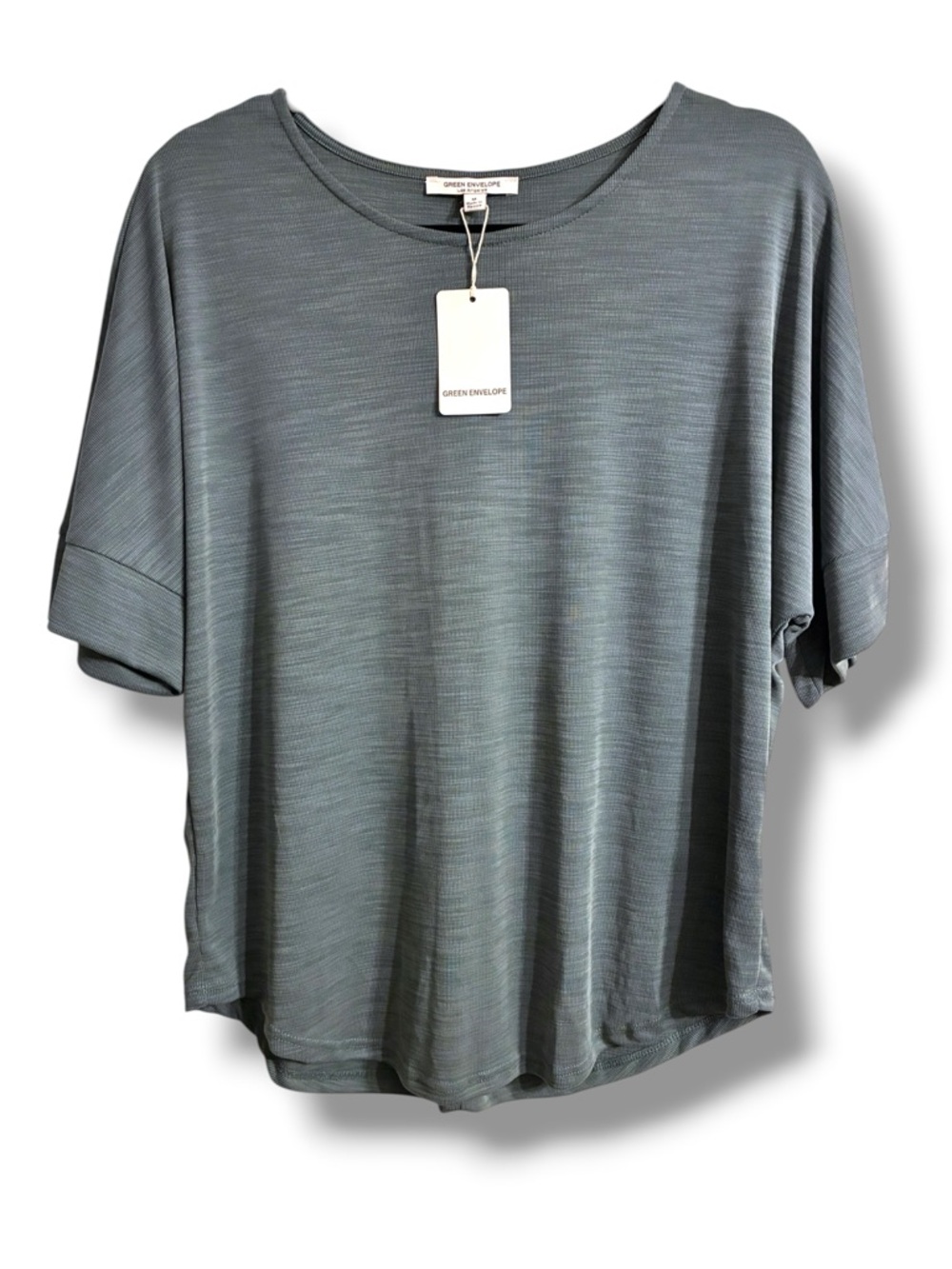 ✨ Green Envelope Tee NWT Size M Soft Modal Blend Oversized Basic Top Green
